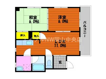 YS岩田町(2LDK/4階)の間取り写真