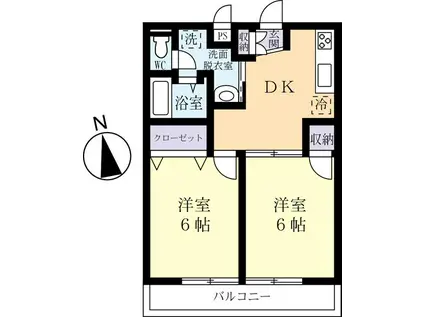 エクスペンションM(2DK/1階)の間取り写真