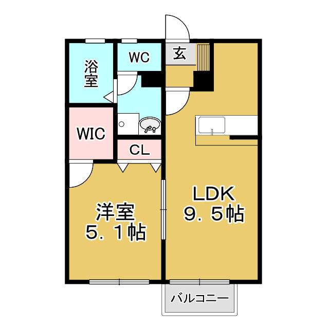 グランフォーレタウン(1LDK/1階)の間取り写真
