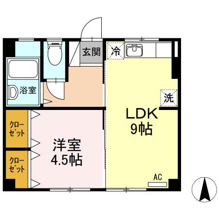 新浜マンション(1LDK/1階)の間取り写真