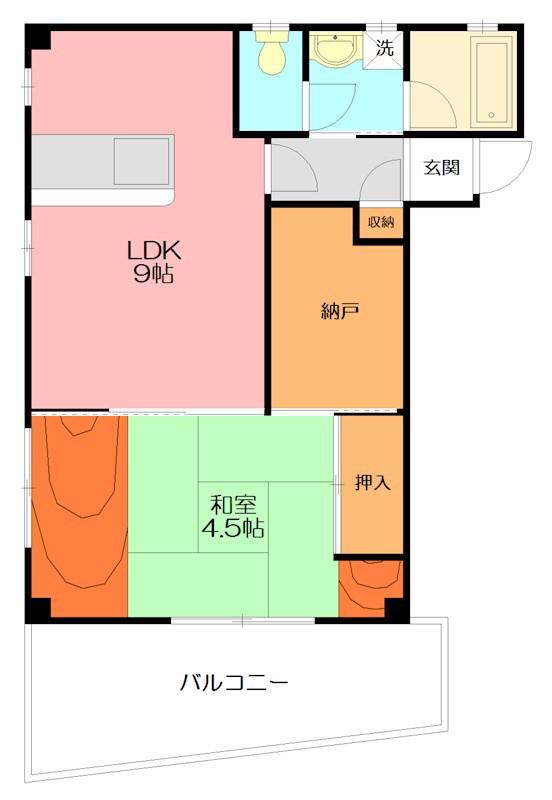 大硬ビル(1LDK/1階)の間取り写真