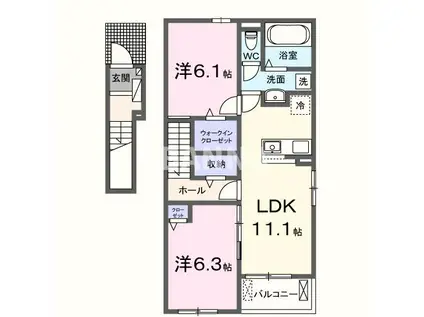 グランテージ和気A(2LDK/2階)の間取り写真
