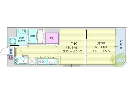 POLESTAR MORI(1LDK/2階)の間取り写真