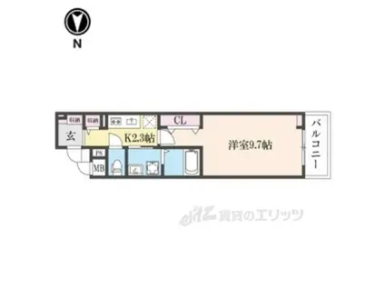 ヒカルサ奈良大森西サウス(1K/2階)の間取り写真