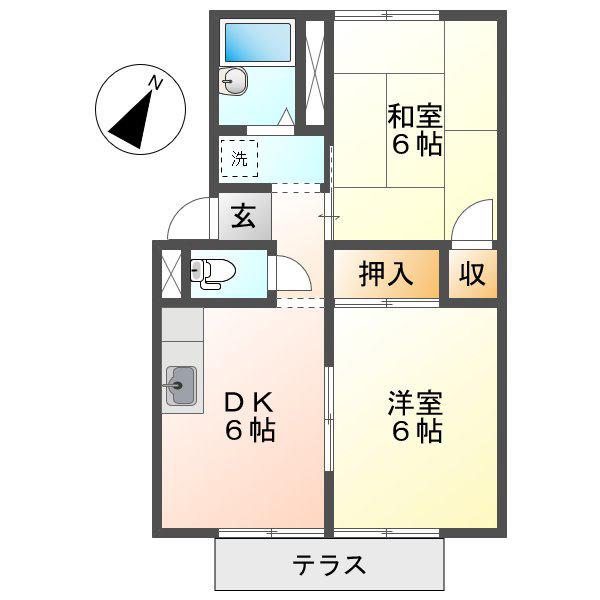 プレジール佐藤A棟(2DK/1階)の間取り写真