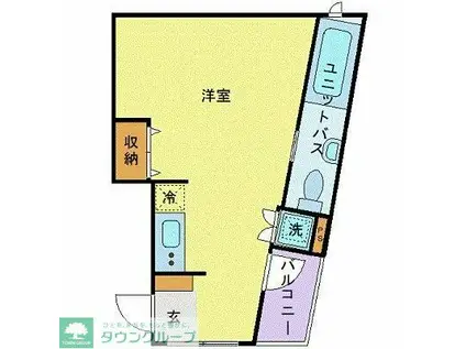 イースト RISE 由比ガ浜 B(ワンルーム/3階)の間取り写真