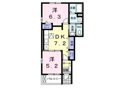 カーサ フェリーチェ(2DK/1階)の間取り写真