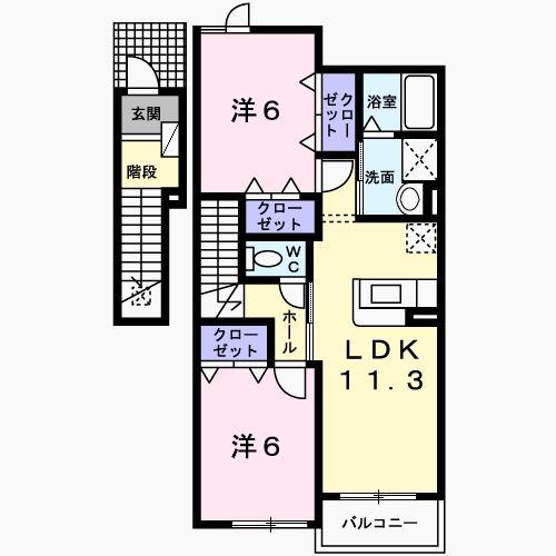 ファミールIII(2LDK/2階)の間取り写真