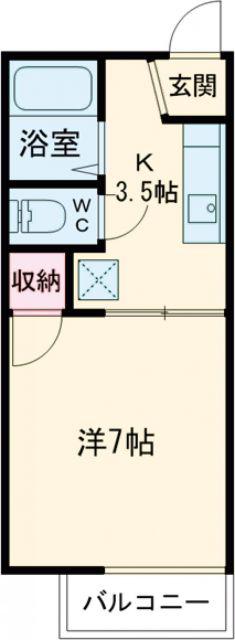 グレースハイツごとう(1K/2階)の間取り写真