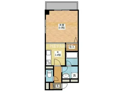 モンパルト万屋(1K/6階)の間取り写真