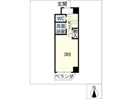 ドエル植田西(1K/5階)の間取り写真