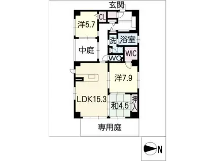 ソフィア山手(3LDK/1階)の間取り写真