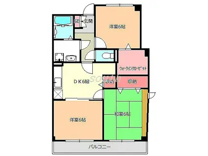 ジャン・ピュールII番館(3DK/3階)の間取り写真