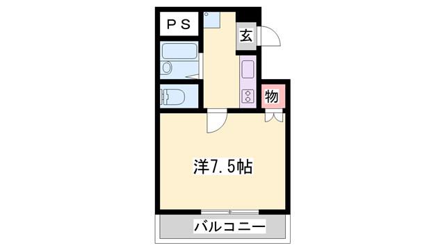 ルークレジデンス姫路III(1K/8階)の間取り写真