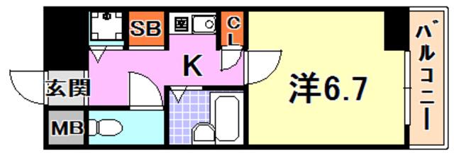 ロイヤルヒル神戸三ノ宮II(1K/5階)の間取り写真