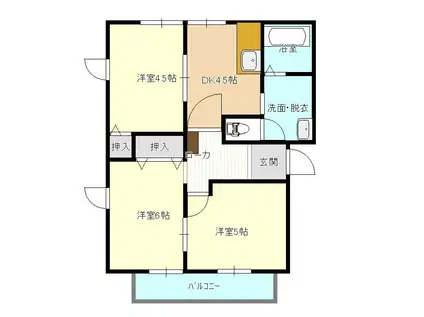 グランシャリオA(3DK/1階)の間取り写真