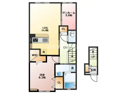 プラシードヒル X(1LDK/2階)の間取り写真