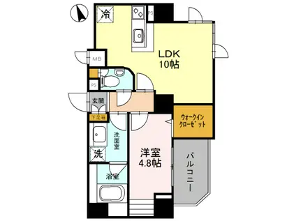 プレミアム菱屋西(1LDK/8階)の間取り写真
