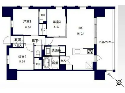 センチュリー千葉みなと(3LDK/9階)の間取り写真