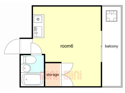 サンルーム名谷(ワンルーム/4階)の間取り写真