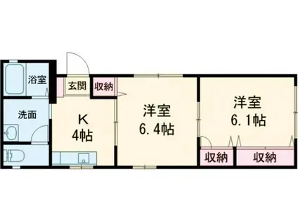 シルクハイツ(2K/2階)の間取り写真