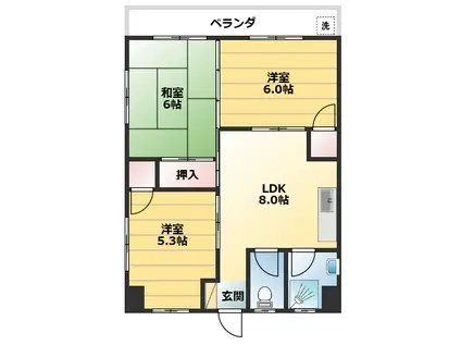 藤ハイツ(3DK/2階)の間取り写真