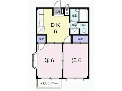 エルディム田口A(2DK/2階)の間取り写真