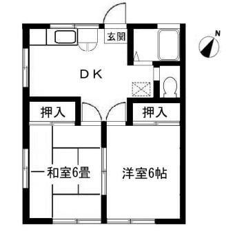 小倉ハイム(2DK/2階)の間取り写真