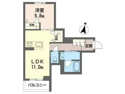 メゾンリッチ(1LDK/2階)の間取り写真