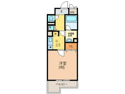 パールコート(1K/6階)の間取り写真