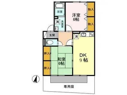 ネオコーポリラ開成B棟(2DK/1階)の間取り写真