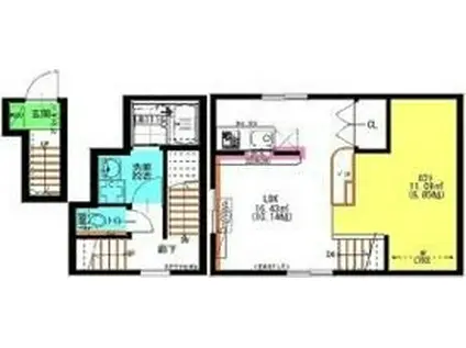城とさくらのエスプレッソ(ワンルーム/2階)の間取り写真