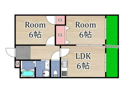 泰平第Iビル(2DK/7階)の間取り写真