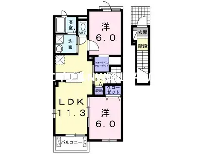 LAVERT II(2LDK/2階)の間取り写真