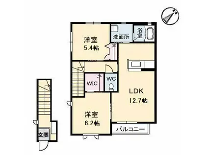 メゾンMOMO(2LDK/2階)の間取り写真