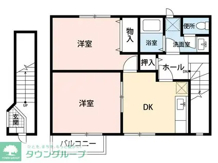 クレスト-ル桜(2DK/2階)の間取り写真