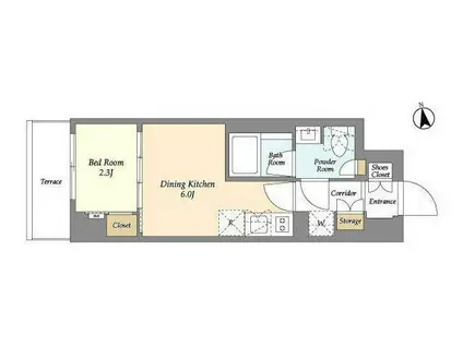 アイフラット品川戸越パークサイド(1DK/1階)の間取り写真