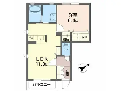 シャーメゾンコトンA(1LDK/1階)の間取り写真