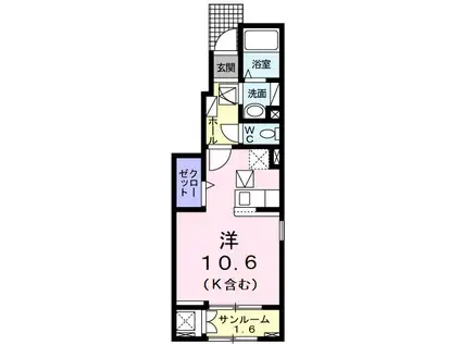 エクラテラス B(ワンルーム/1階)の間取り写真