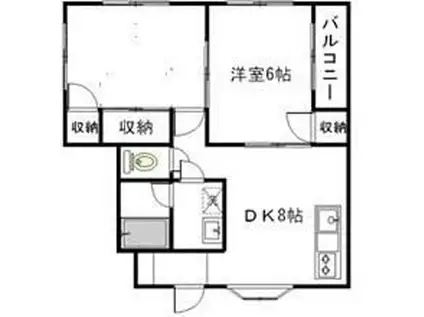 ライズ厚木(2DK/2階)の間取り写真