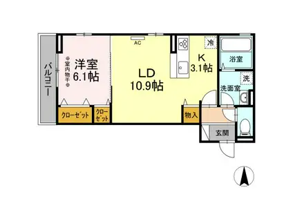 クレールエイワVII(1LDK/1階)の間取り写真