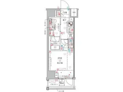 クレヴィスタ横浜関内(1K/6階)の間取り写真