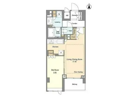 LIBR GRANT 四谷三丁目(1LDK/3階)の間取り写真