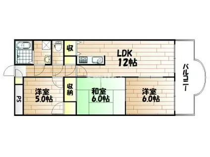 プロムナード洲崎3号館(3LDK/1階)の間取り写真