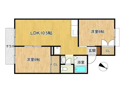 ドルチェハイツ(2LDK/2階)の間取り写真