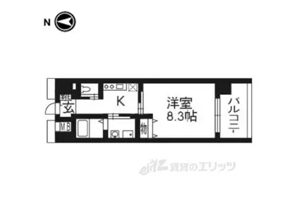 エイペックス京都東山三条(1K/2階)の間取り写真