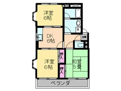 ジュネパレス弐番館(3DK/2階)の間取り写真