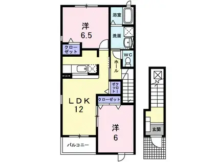 ピュアネス今泉II(2LDK/2階)の間取り写真