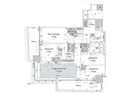 パークタワー晴海(4LDK/25階)の間取り写真