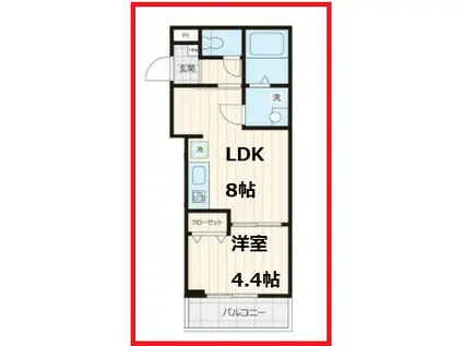 カルテブランシュヒキフネ(1LDK/2階)の間取り写真